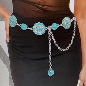 Turquoise Beaded Chain Belt